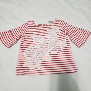 Janie & Jack Striped Floral Bell Sleeve Top